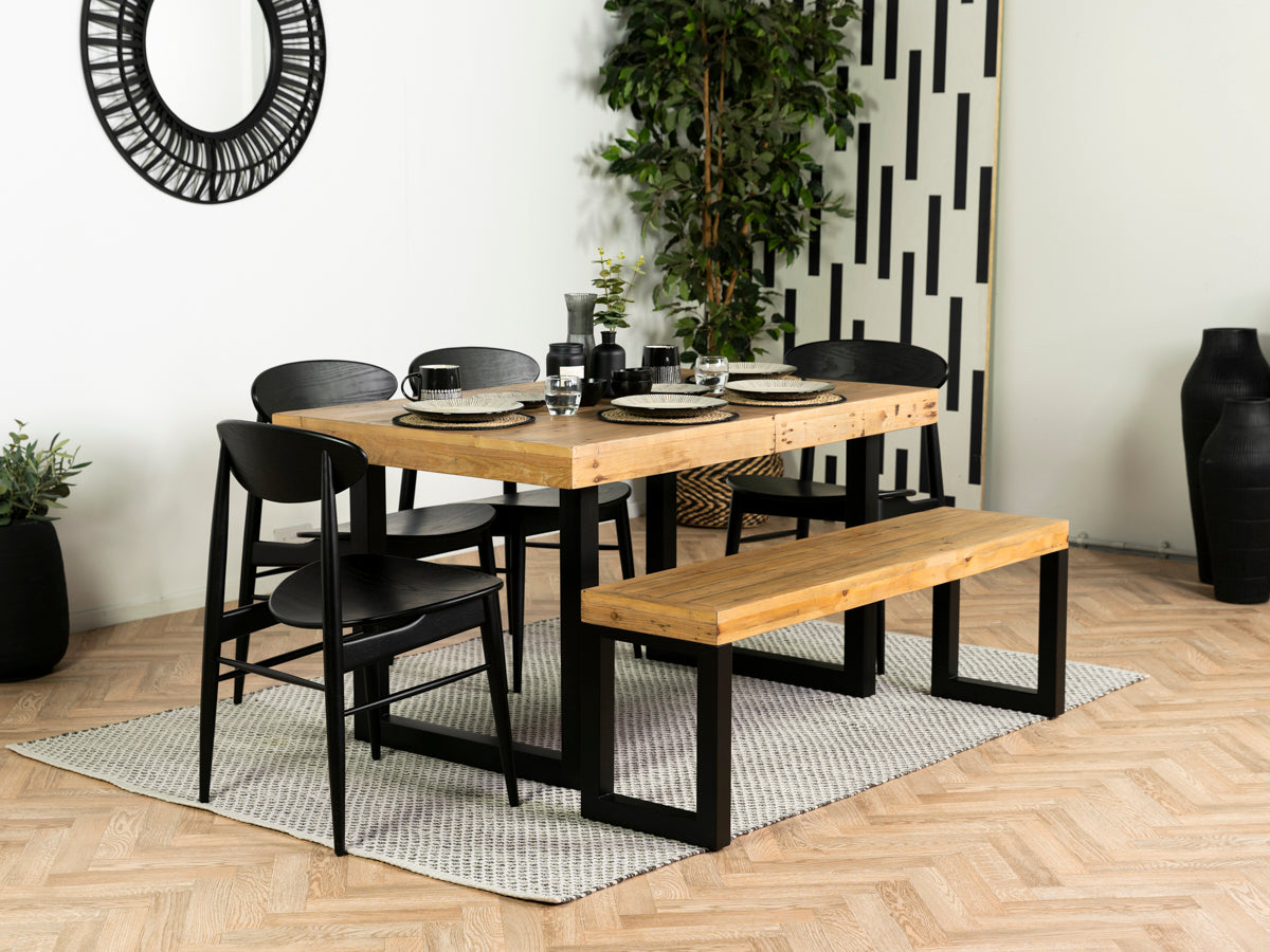 Brooklyn Light Extendable Dining Table (140cm - 180cm) & Brooklyn Light Bench