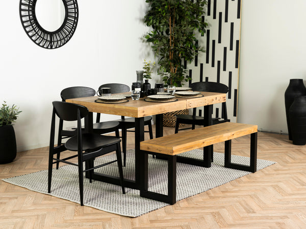 Brooklyn Light Extendable Dining Table (140cm - 180cm) & Gabo Black Dining Chairs