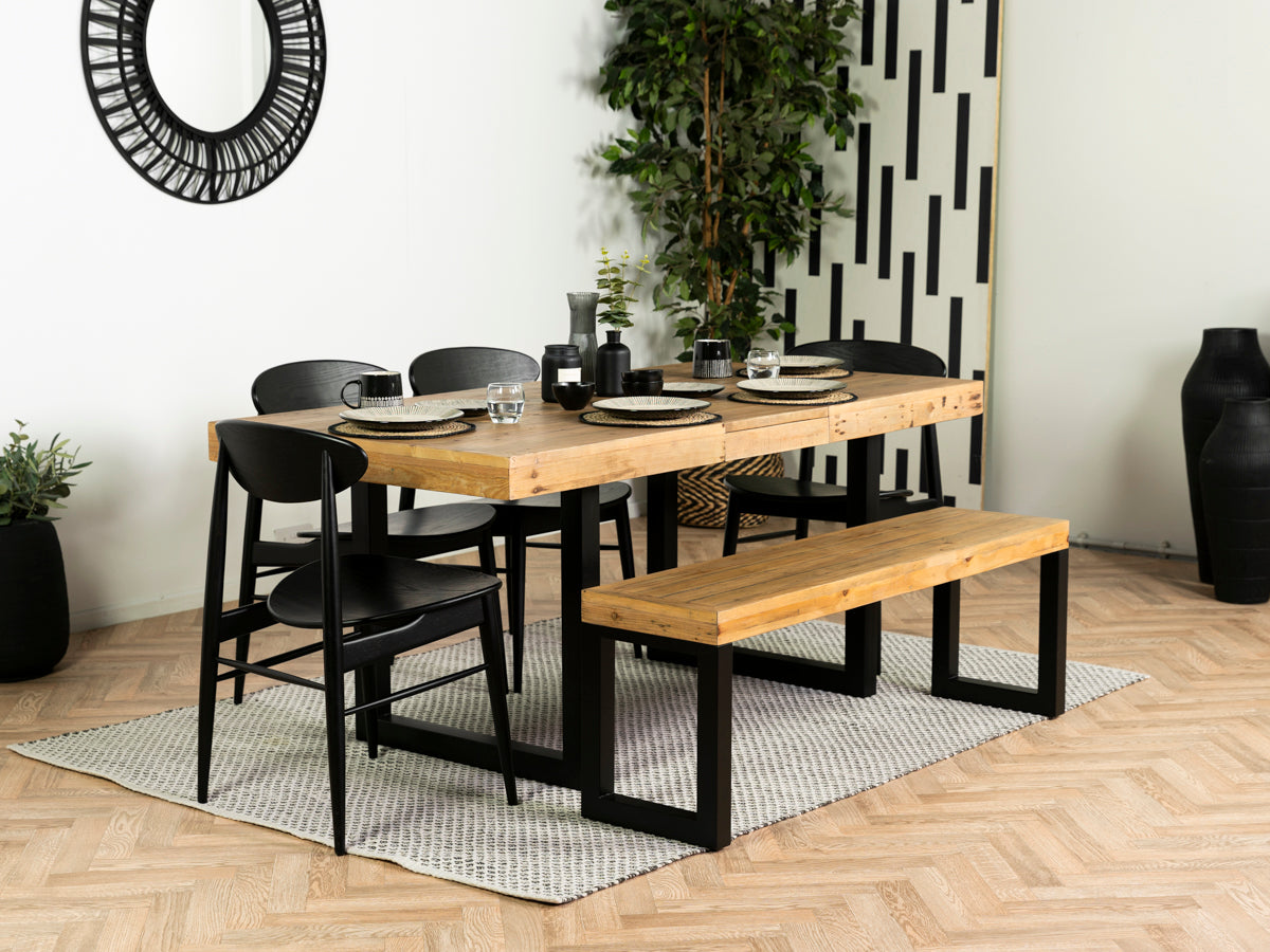 Brooklyn Light Extendable Dining Table (140cm - 180cm) & Brooklyn Light Bench