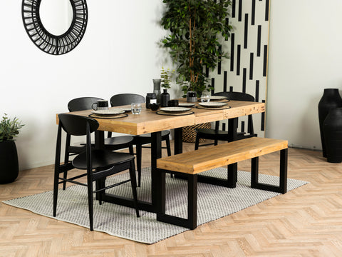 Brooklyn Light Extendable Dining Table (140cm - 180cm) & Gabo Black Dining Chairs