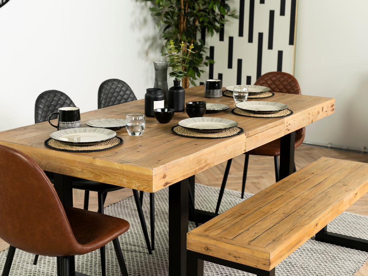 Brooklyn Light Extendable Dining Table (140cm - 180cm) & Brooklyn Light Bench