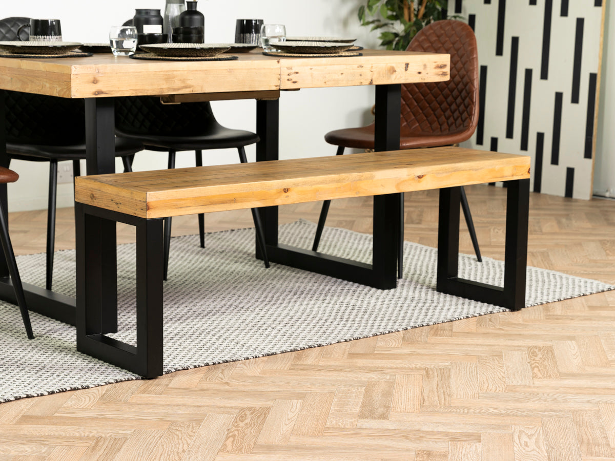 Brooklyn Light Extendable Dining Table (140cm - 180cm) & Brooklyn Light Bench