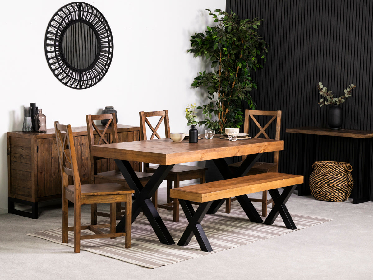 Brooklyn 160CM Fixed Top Cross Leg Dining Table