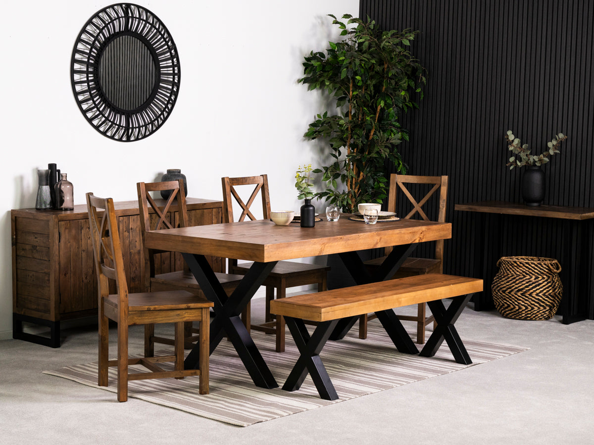 Brooklyn 160cm Fixed Top Cross Leg Dining Table & Brooklyn Chairs