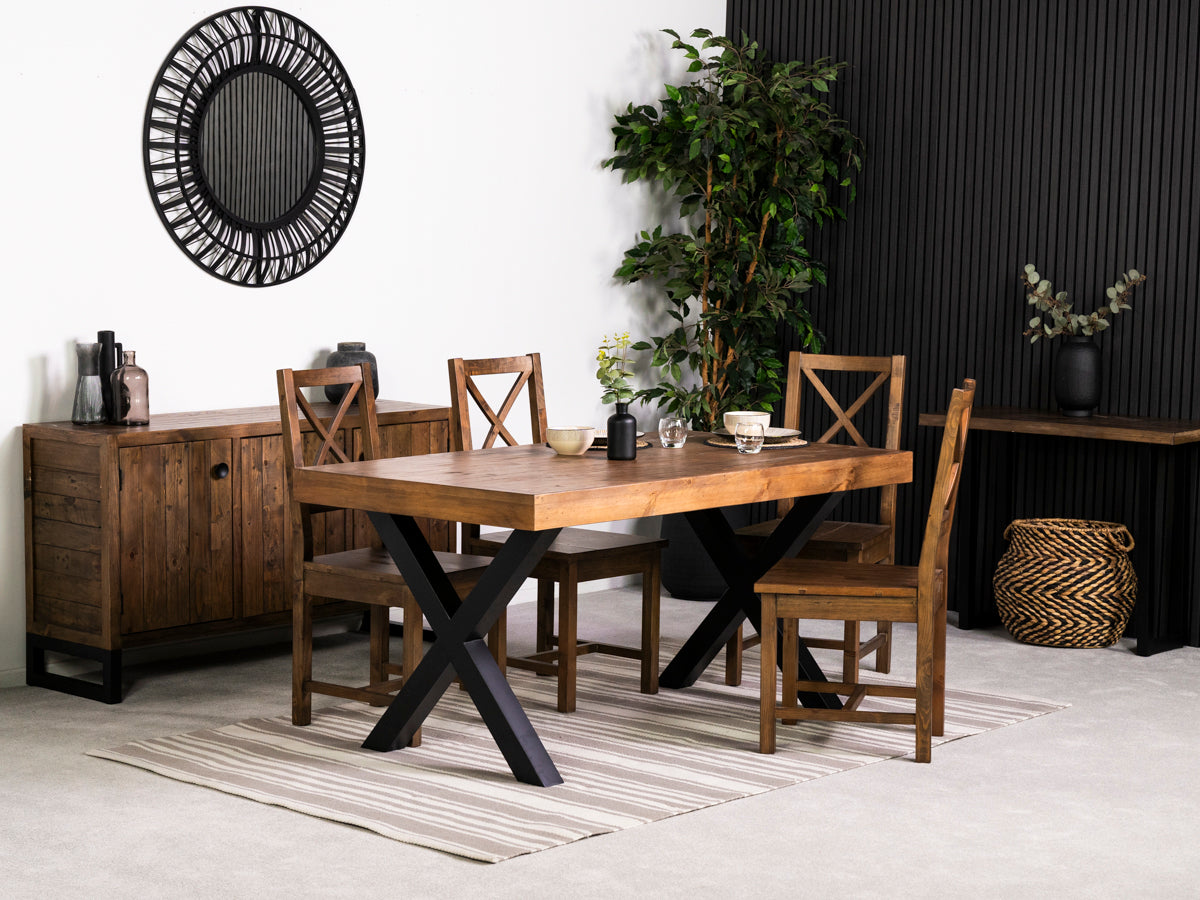 Brooklyn 160cm Fixed Top Cross Leg Dining Table & Brooklyn Chairs