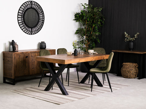 Brooklyn 160cm Fixed Top Cross Leg Dining Table & Alston Dining Chairs