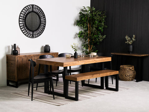 Brooklyn 160cm Fixed Top Dining Table & Black Gabo Dining Chairs