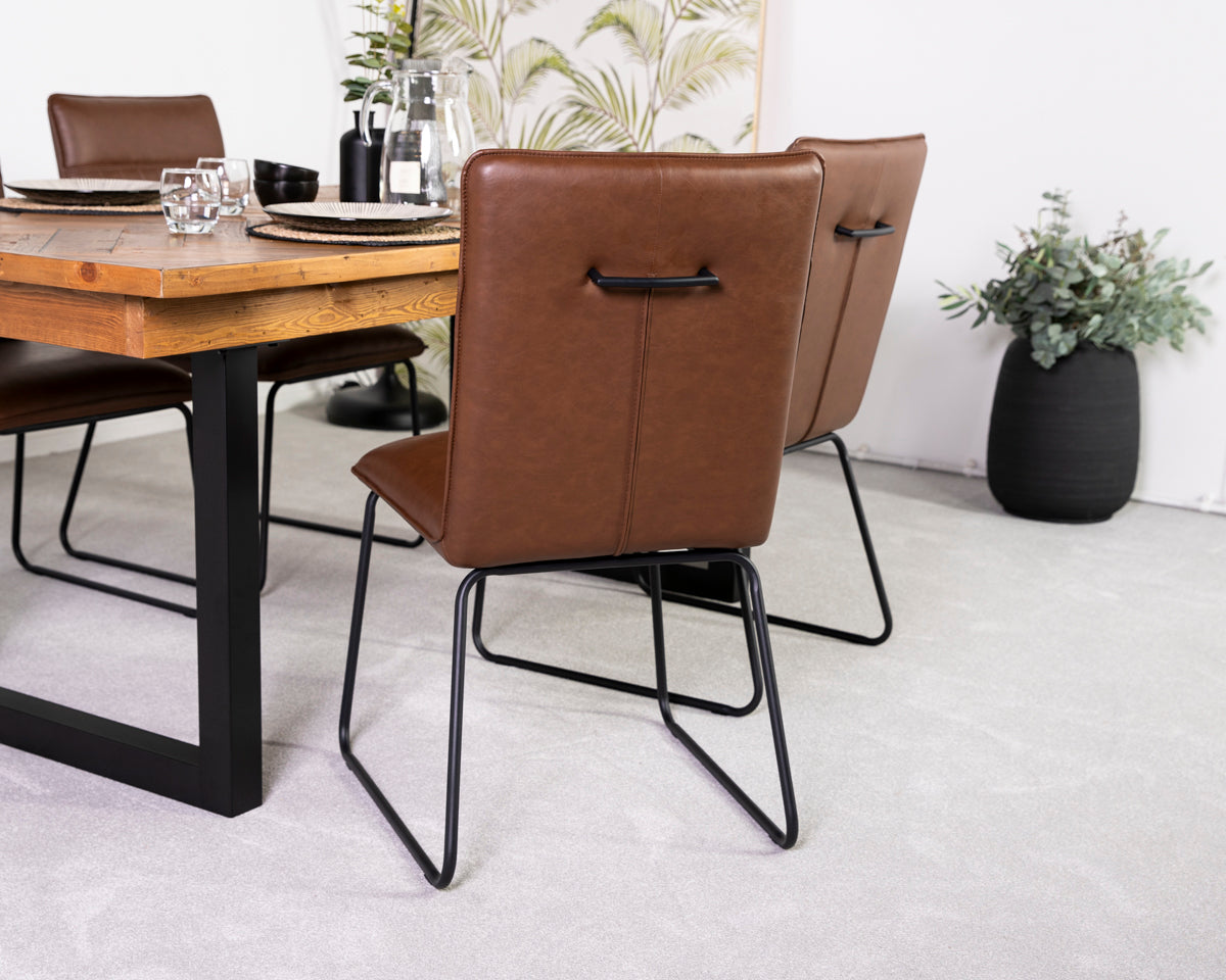 Como Extendable Dining Table (180cm - 240cm) & Grainger Brown Dining Chairs