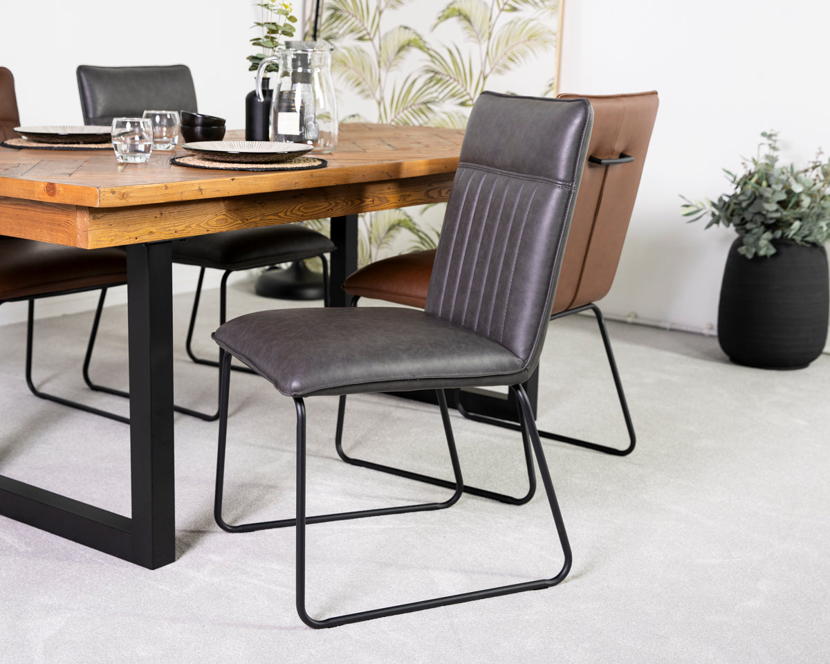 Tulsa Large Extendable Cross Leg Dining Table (180cm - 240cm) & Grainger Grey Dining Chairs