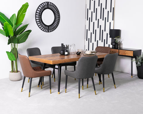 Mode Extendable Dining Table & Grey Sarah Dining Chairs