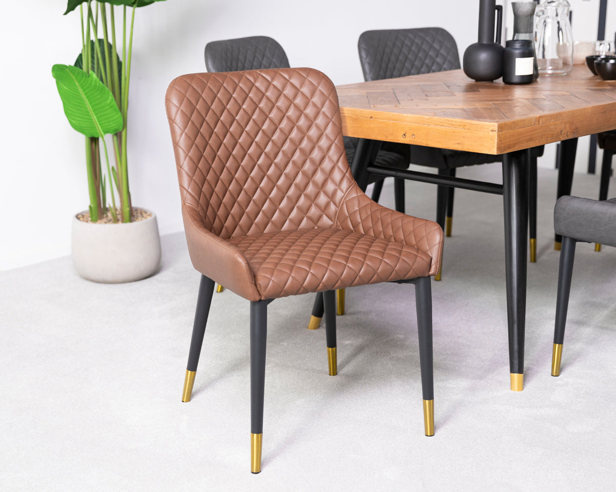 Mode Extendable Dining Table & Tan Sarah Dining Chairs