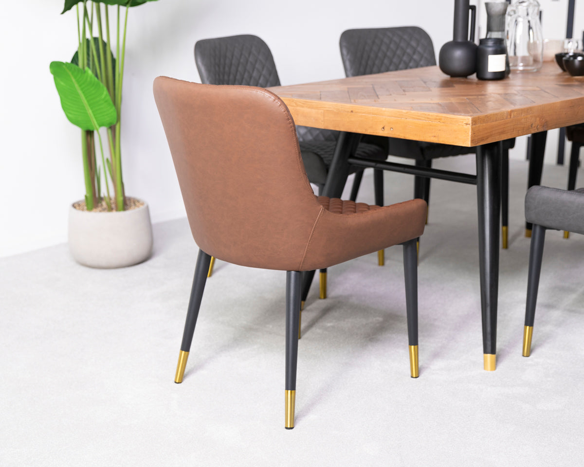 Brooklyn Extendable Dining Table & Tan Sarah Dining Chairs