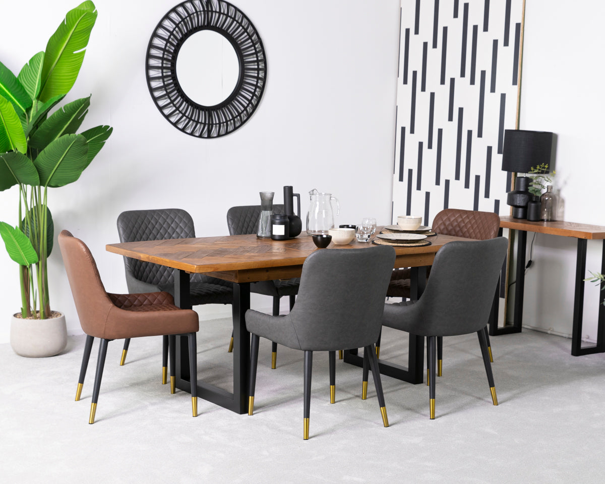 Tulsa Extendable Dining Table & Grey Sarah Dining Chairs