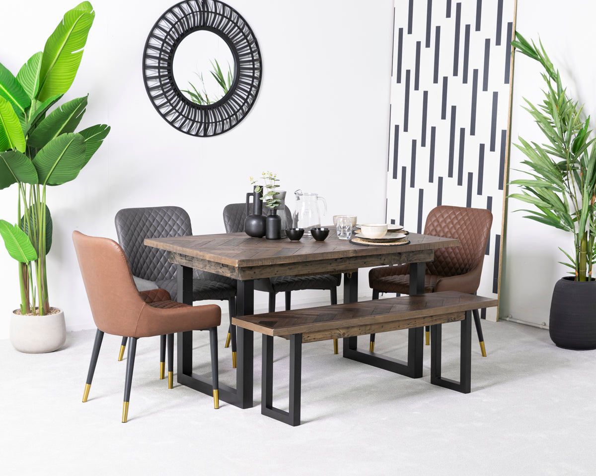 Tulsa Dark Extendable Dining Table (140cm - 180cm) & Grey Sarah Dining Chairs