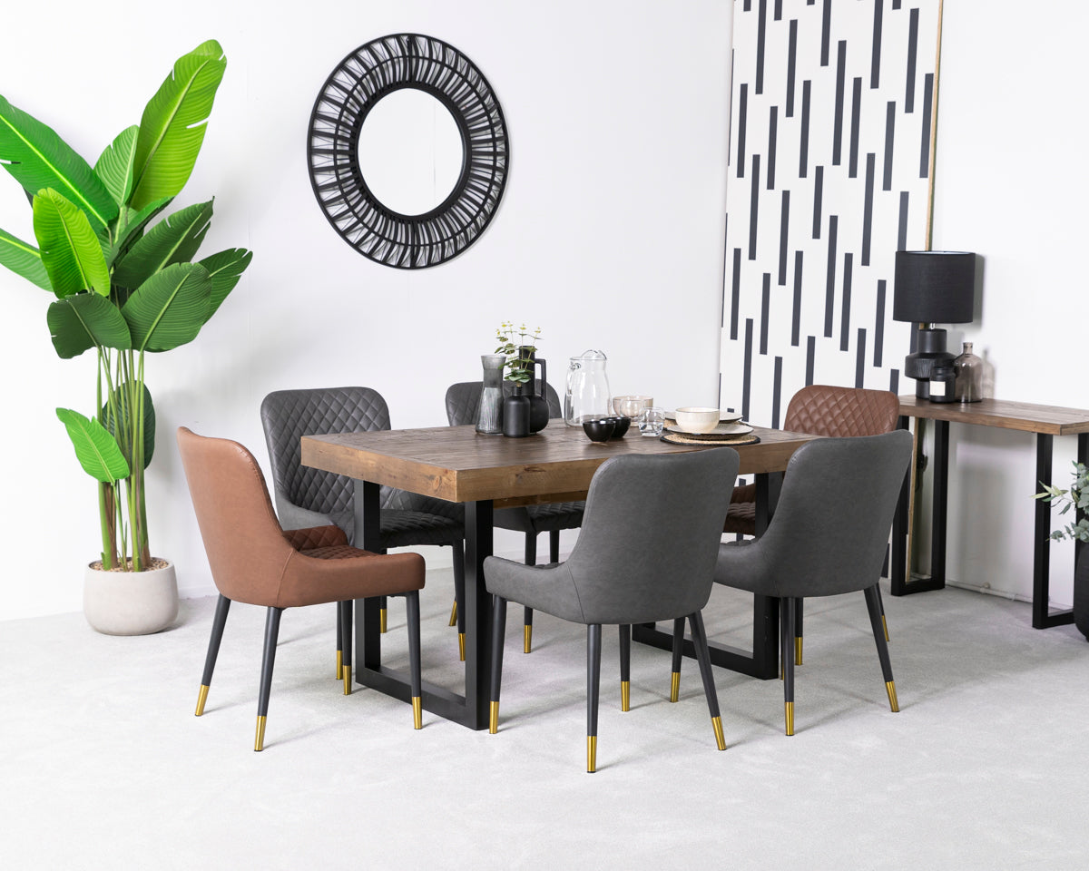 Brooklyn Extendable Dining Table & Tan Sarah Dining Chairs