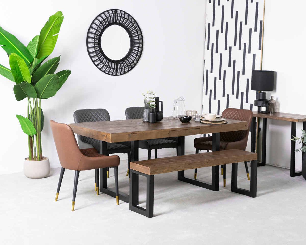 Brooklyn Extendable Dining Table & Tan Sarah Dining Chairs