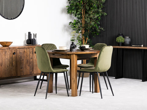 Brooklyn Round Extendable Dining Table & Alston Dining Chairs