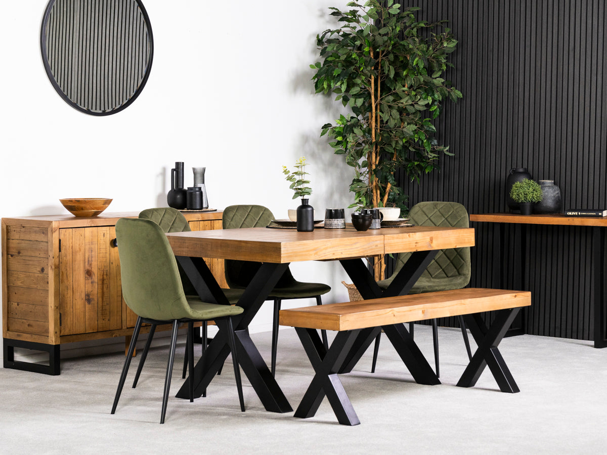 Brooklyn Light Extendable Cross Leg Dining Table (140cm - 180cm) & Alston Dining Chairs