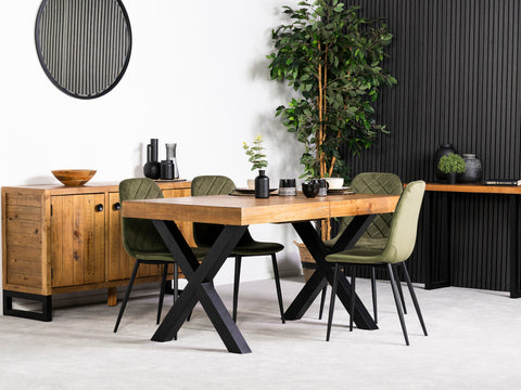 Brooklyn Light Extendable Cross Leg Dining Table (140cm - 180cm) & Alston Dining Chairs