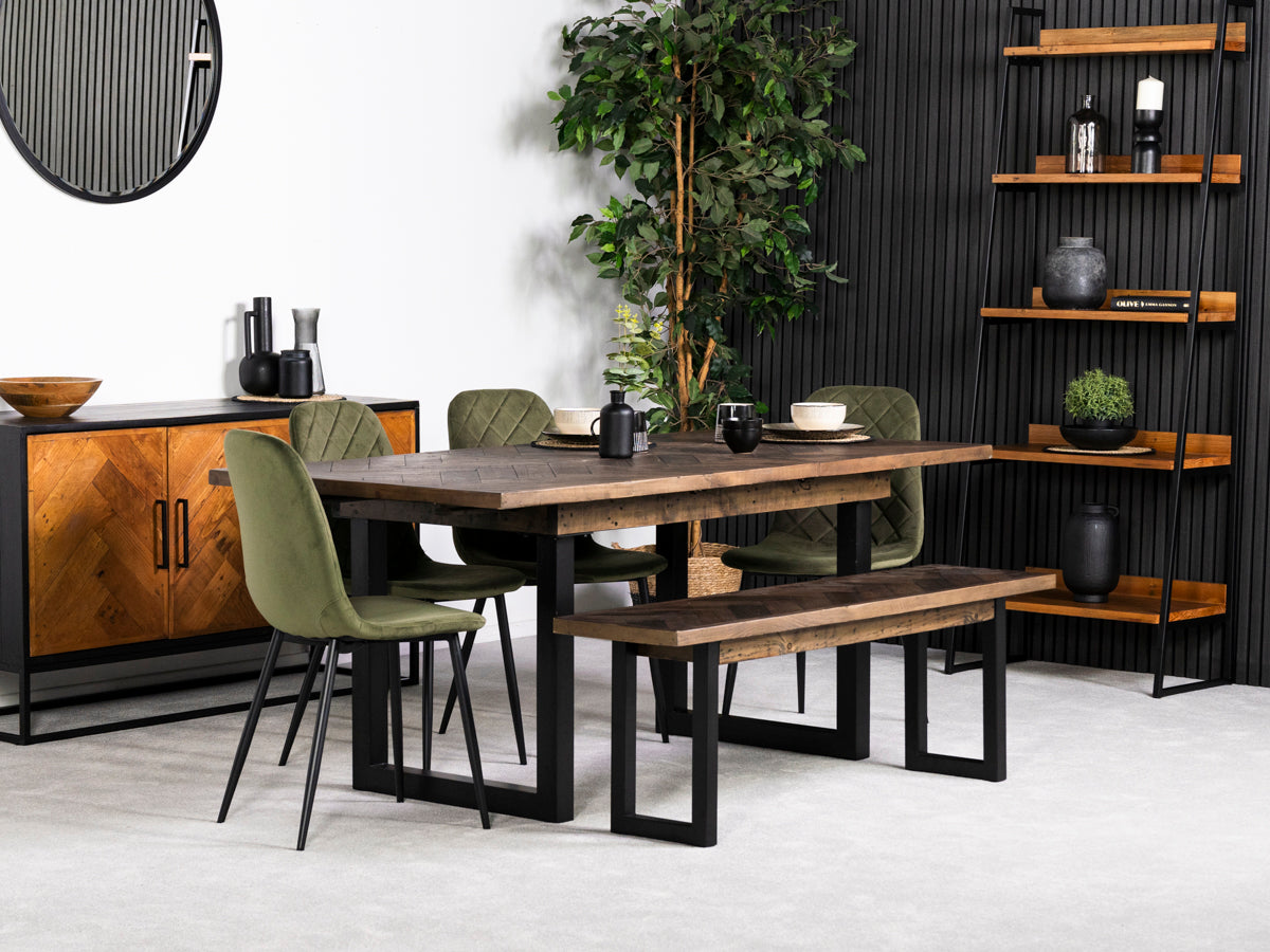 Tulsa Dark Extendable Dining Table (140cm - 180cm) & Alston Dining Chairs