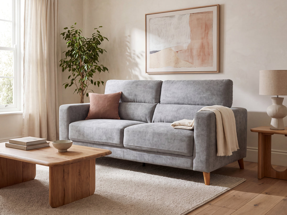 Olive Grey 3 Seater