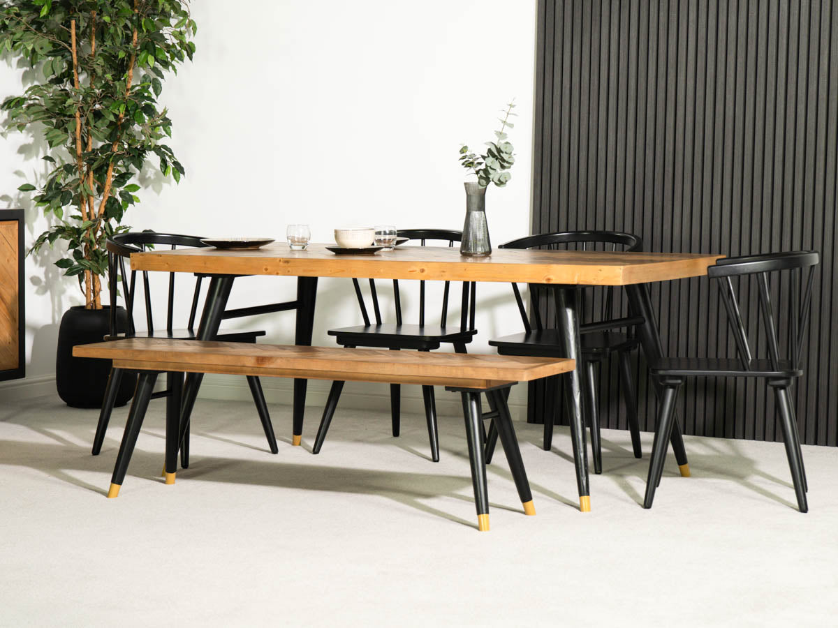 Mode Fixed Top Dining Table (160cm) & Black Bogart Dining Chairs