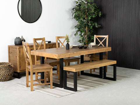 Brooklyn Light 180cm Fixed Top Dining Table & Brooklyn Cross Back Chairs