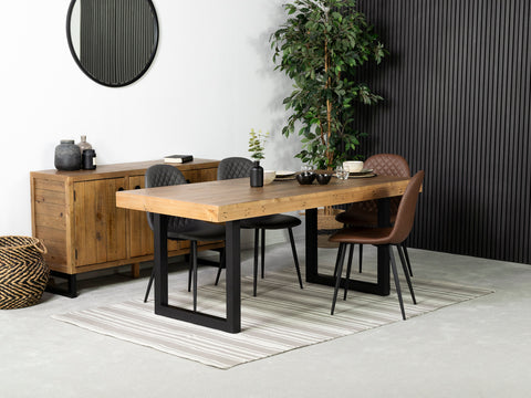 Brooklyn Light 180cm Fixed Top Dining Table & Grey Dallas Dining Chairs