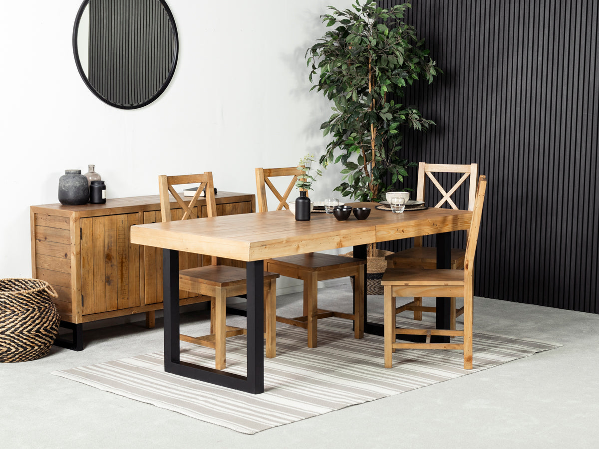 Brooklyn Light Extendable Dining Table (180cm - 240cm) & Brooklyn Cross Back Dining Chair