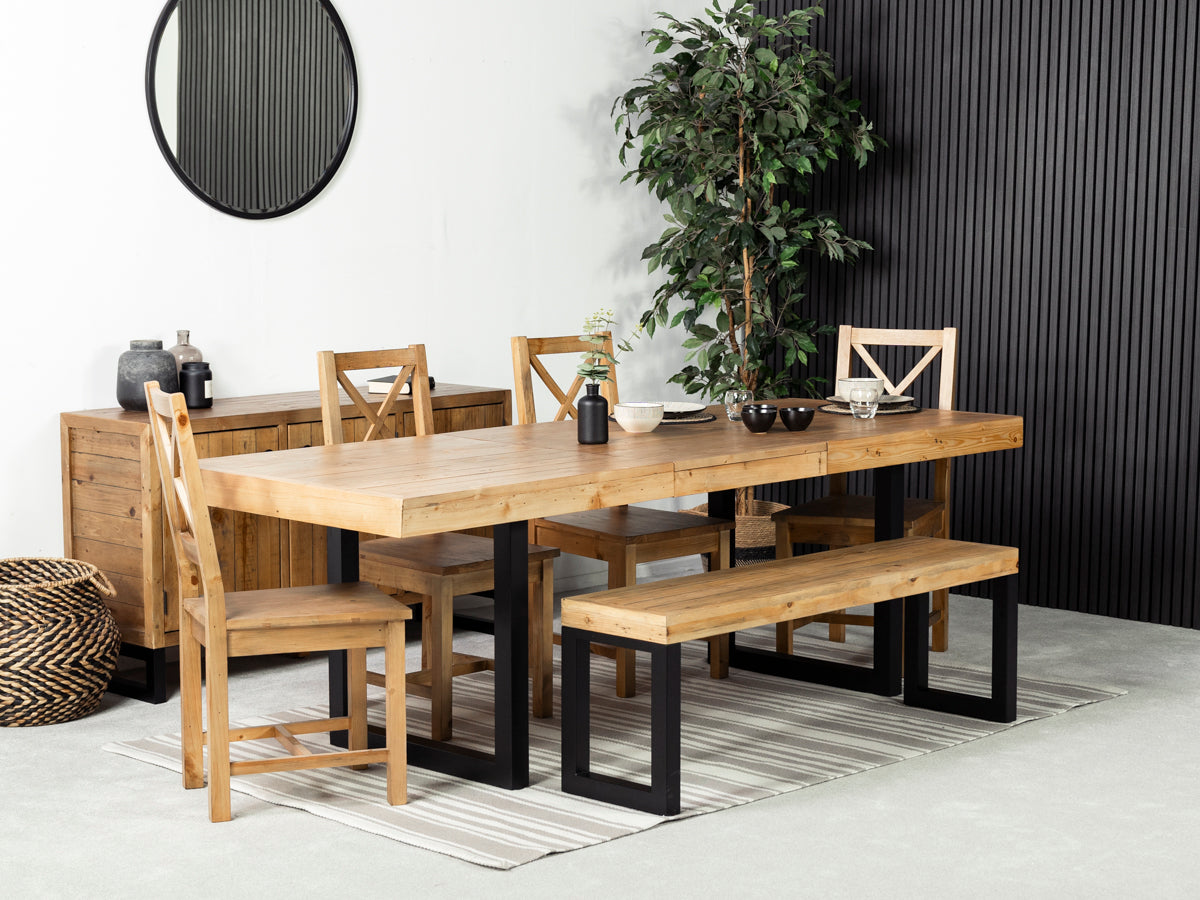 Brooklyn Light Extendable Dining Table (180cm - 240cm) & Brooklyn Cross Back Dining Chair