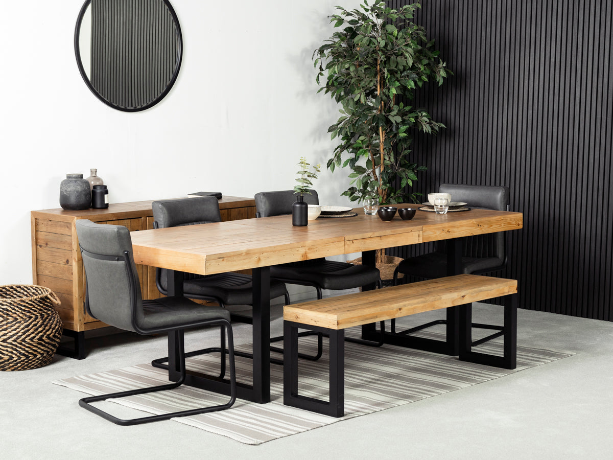 Brooklyn Light Extendable Dining Table (180cm - 240cm) & Auburn Grey Dining Chair