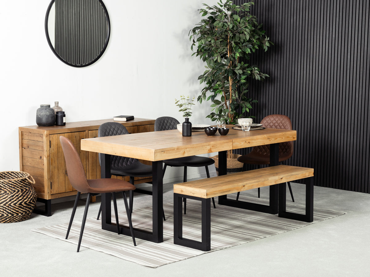 Brooklyn Light Extendable Dining Table (180cm - 240cm) & Dallas Brown