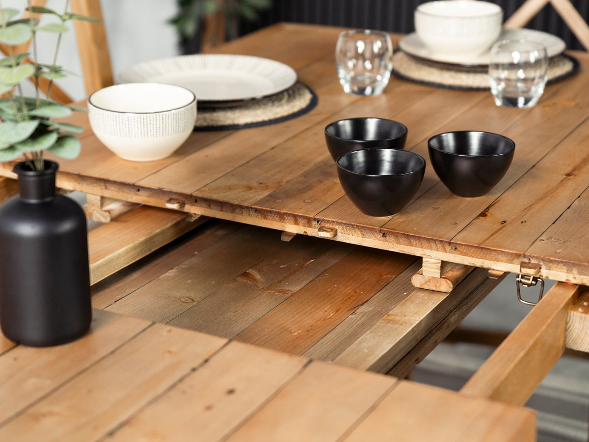 Brooklyn Light Extendable Dining Table (180cm - 240cm) & Bogart Black Dining Chair