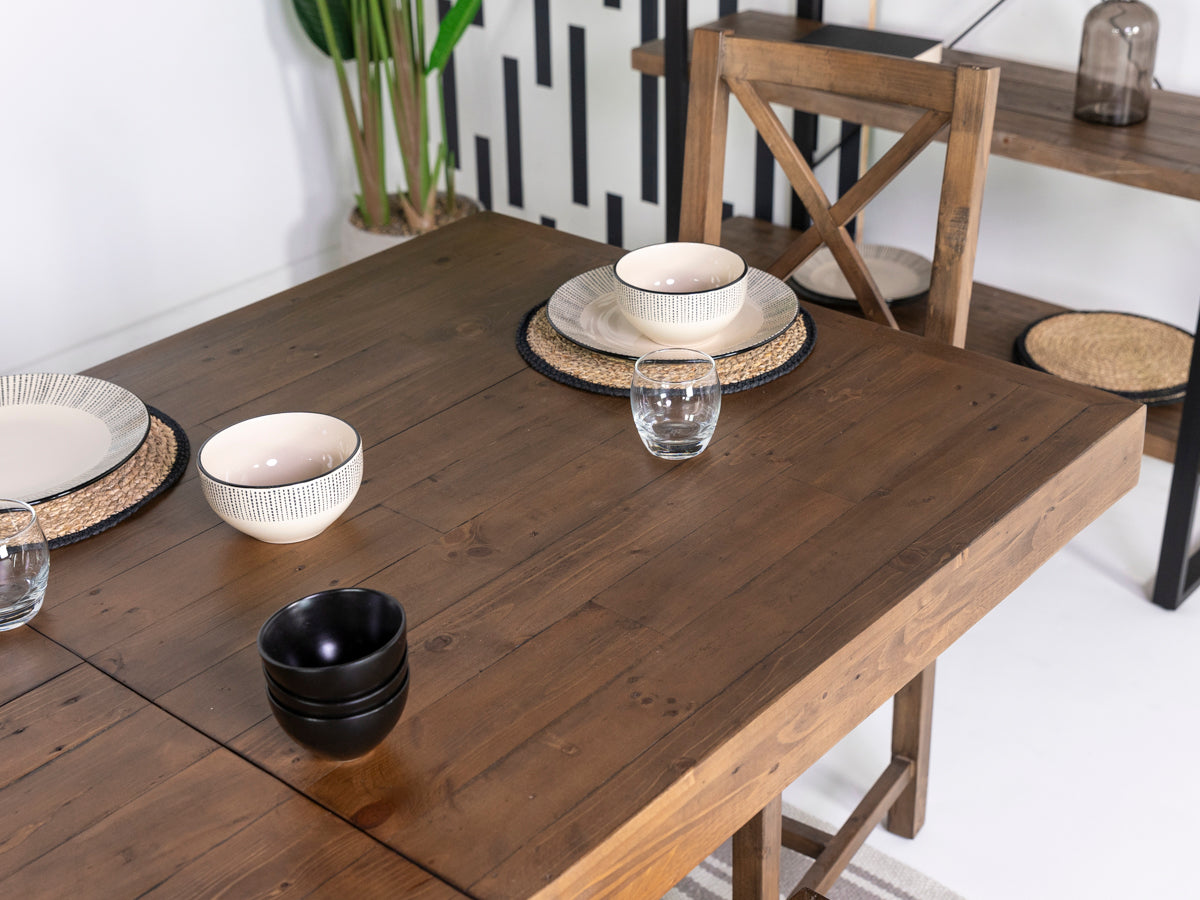 Brooklyn Large Extendable Cross Leg Dining Table (180cm - 240cm) & Auburn Grey Dining Chairs