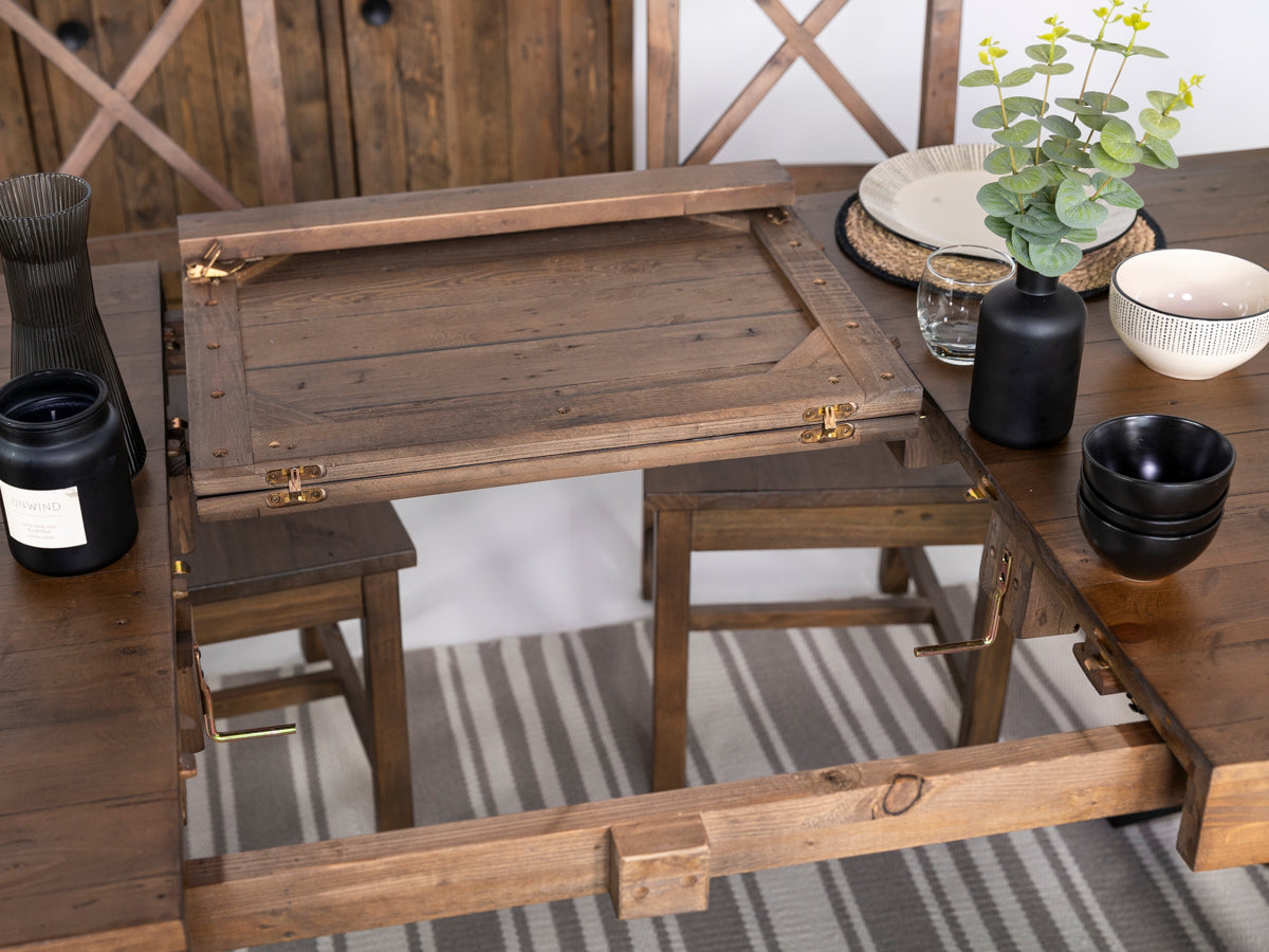 Brooklyn Large Extendable Cross Leg Dining Table (180cm - 240cm) & Auburn Tan Dining Chairs