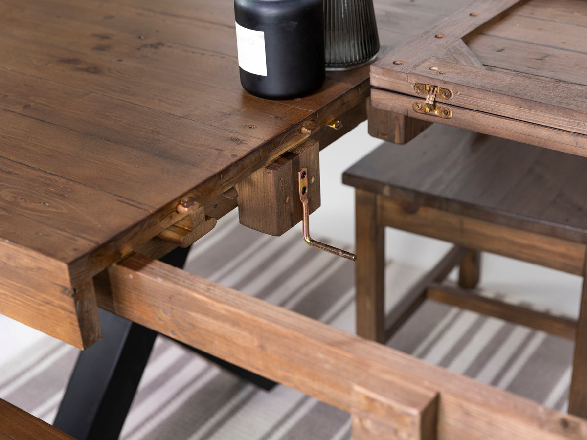 Brooklyn Large Extendable Cross Leg Dining Table (180cm - 240cm) & Auburn Grey Dining Chairs