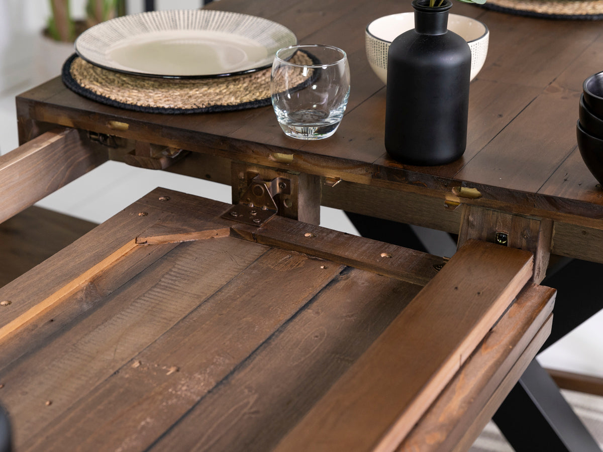 Brooklyn Large Extendable Cross Leg Dining Table (180cm - 240cm) & Auburn Grey Dining Chairs