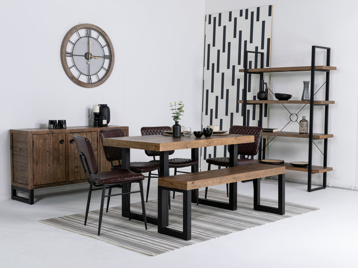 Brooklyn 135cm Fixed Top Dining Table & Brown Houston Dining Chairs