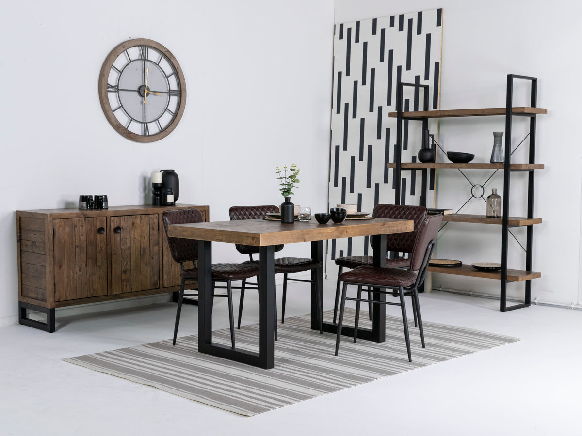 Brooklyn 135cm Fixed Top Dining Table & Brown Houston Dining Chairs