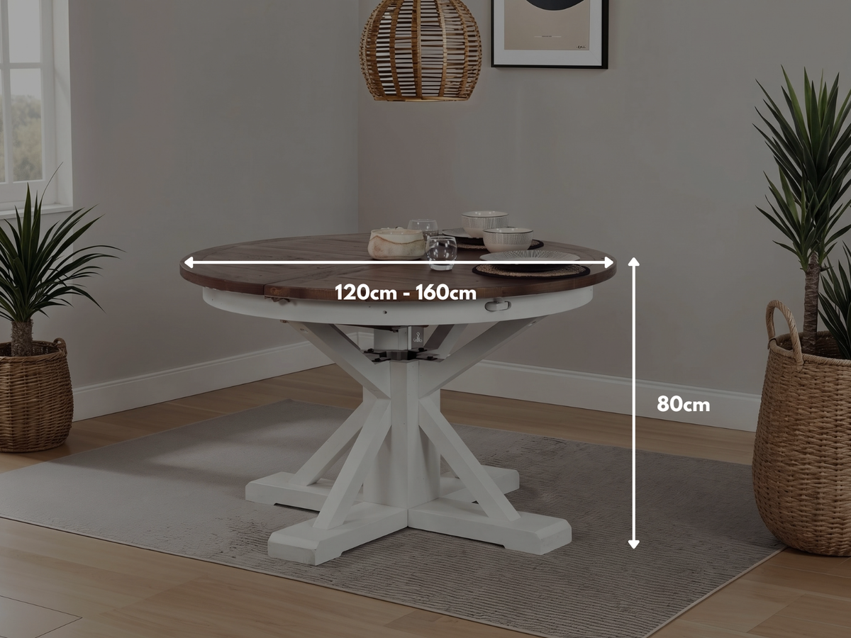 Devon Extendable Round Dining Table (120cm - 160cm)