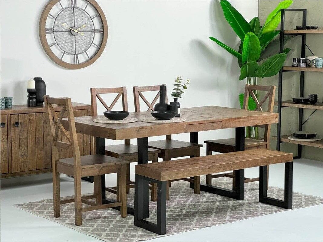 Brooklyn Extendable Dining Table (140cm - 180cm) & Dining Bench