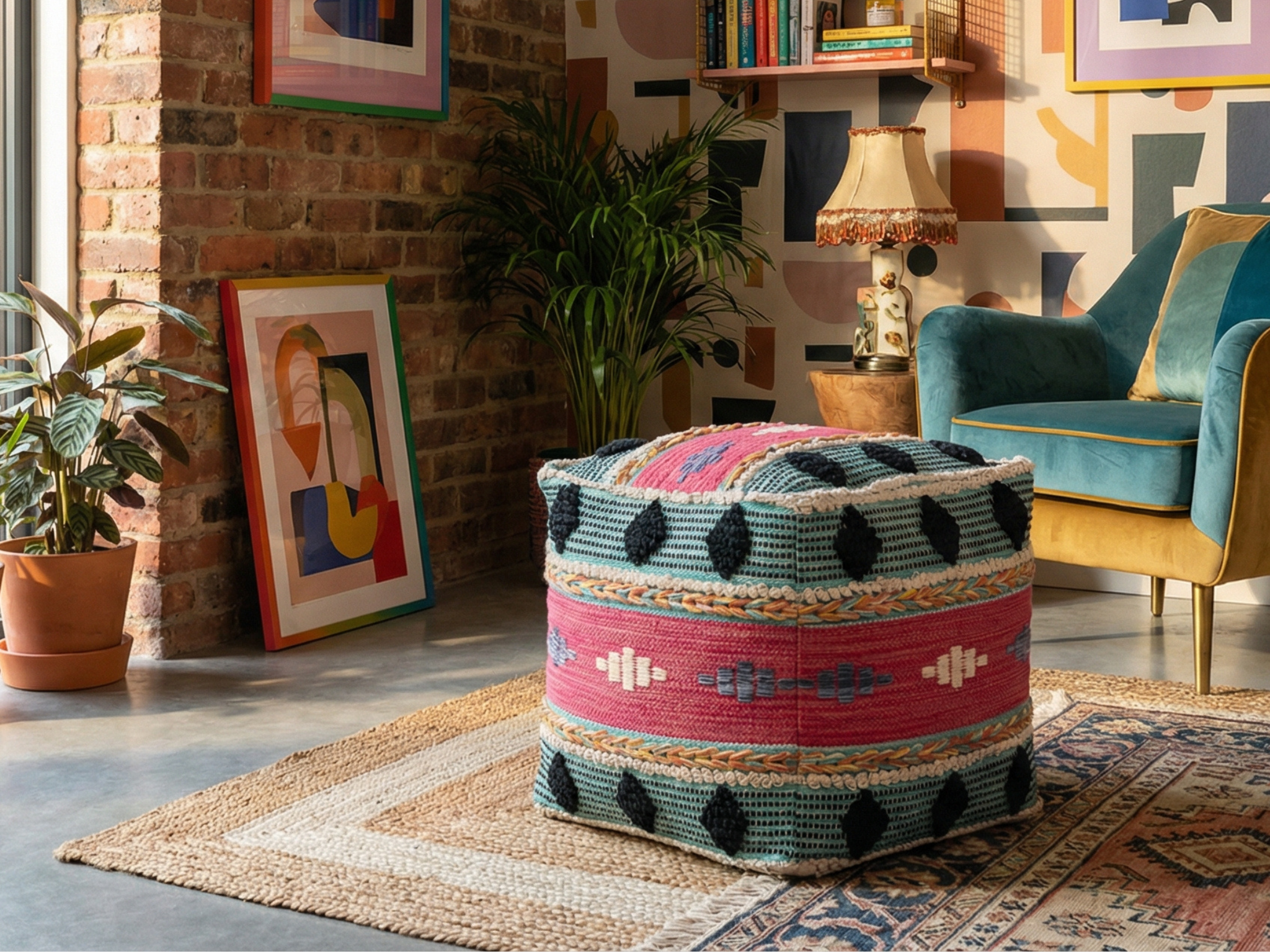 Jorhat Kantha Pouffe
