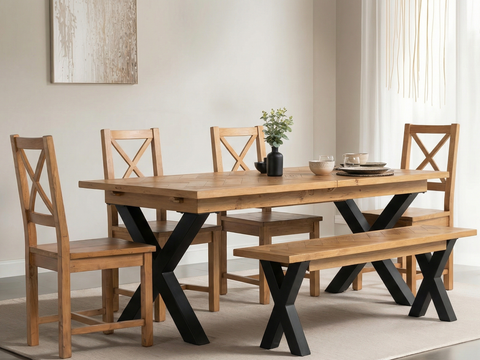 Tulsa Cross Leg Extendable Dining Table (140cm - 180cm)