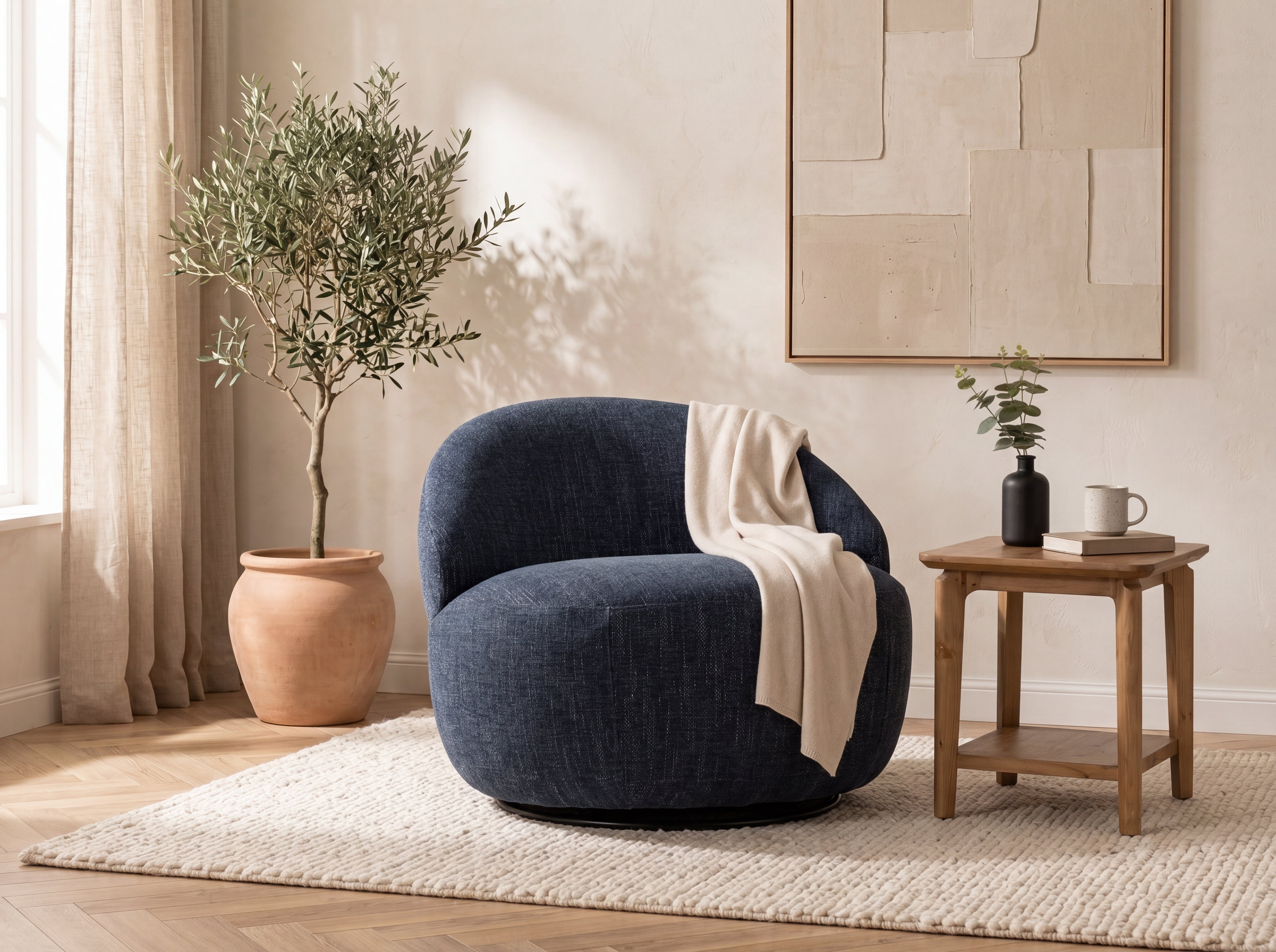 Abelia Eco Blue Swivel Chair