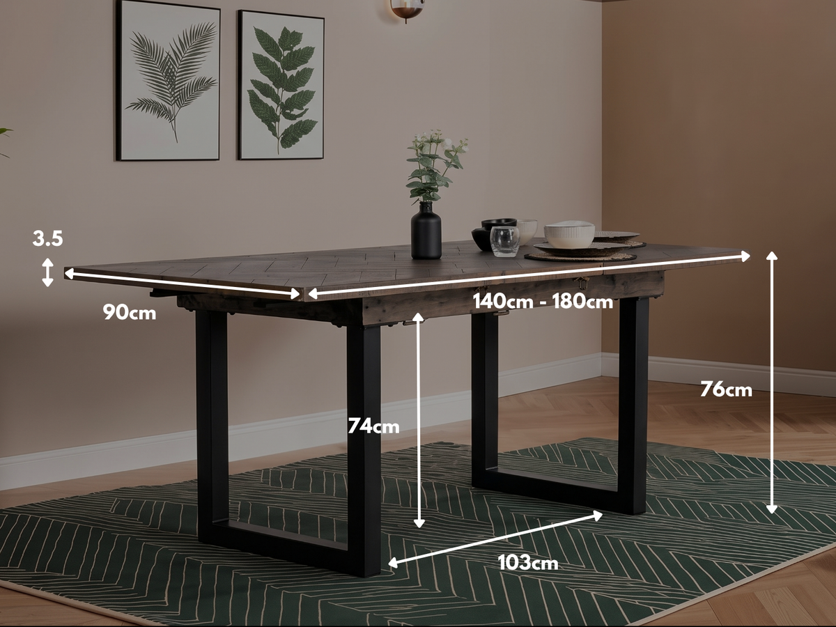 Tulsa Dark Extendable Dining Table (140cm - 180cm)