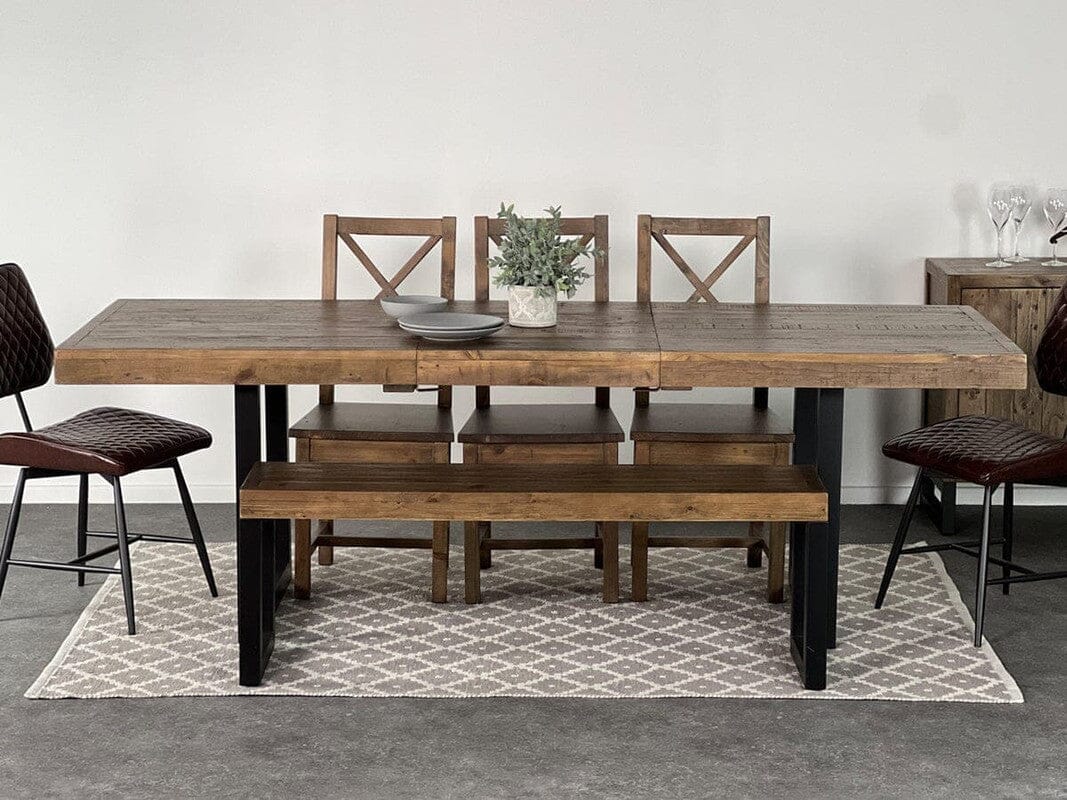 Brooklyn Extendable Dining Table (180cm - 240cm) & Brown Houston Dining Chairs