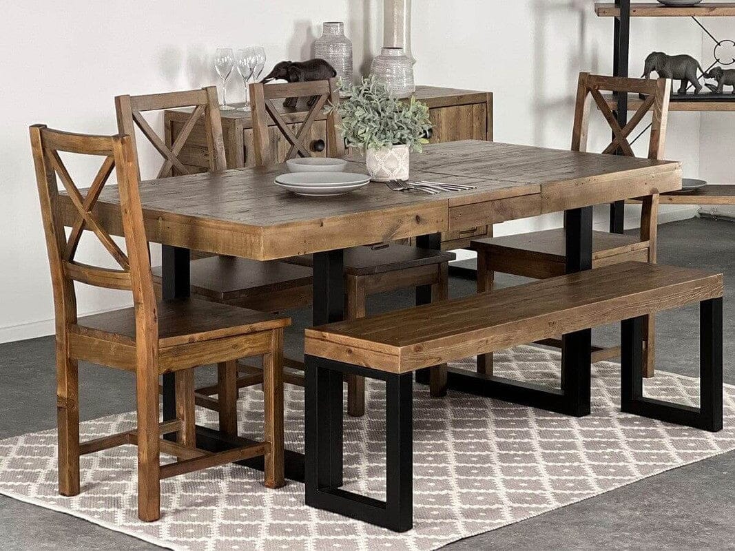 Brooklyn Extendable Dining Table (140cm - 180cm) & Dining Bench