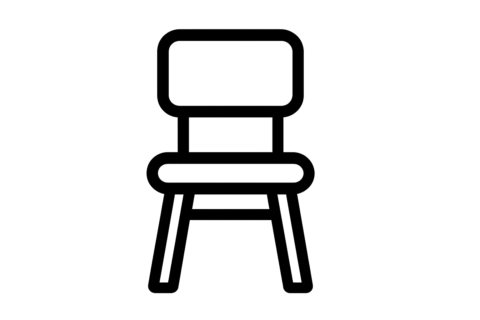 black outline of a chair icon with transparent background 