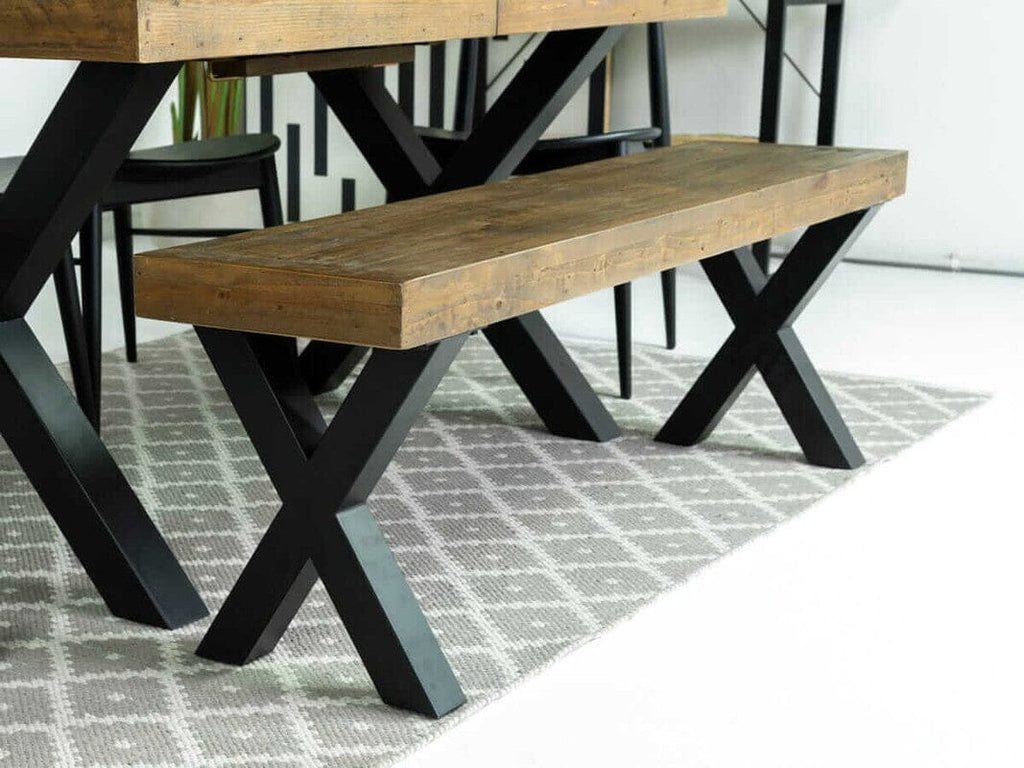 Brooklyn Extendable Cross Leg Dining Table (140cm - 180cm) & Grey Auburn Dining Chairs