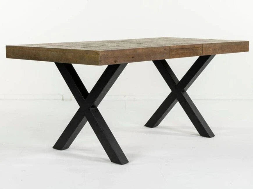 Brooklyn Extendable Cross Leg Dining Table (140cm - 180cm) & Tan Auburn Dining Chairs